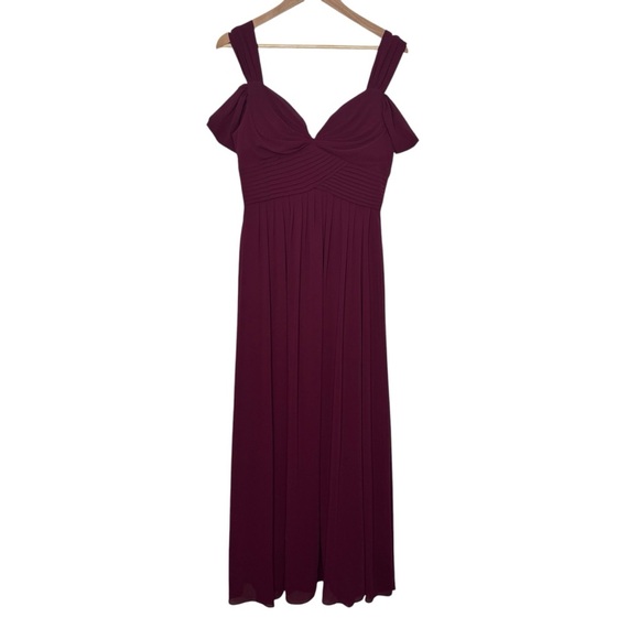 LuLus Make Me Move Sweetheart Neckline Chiffon Burgundy Maxi Dress Size Large - Picture 7 of 10